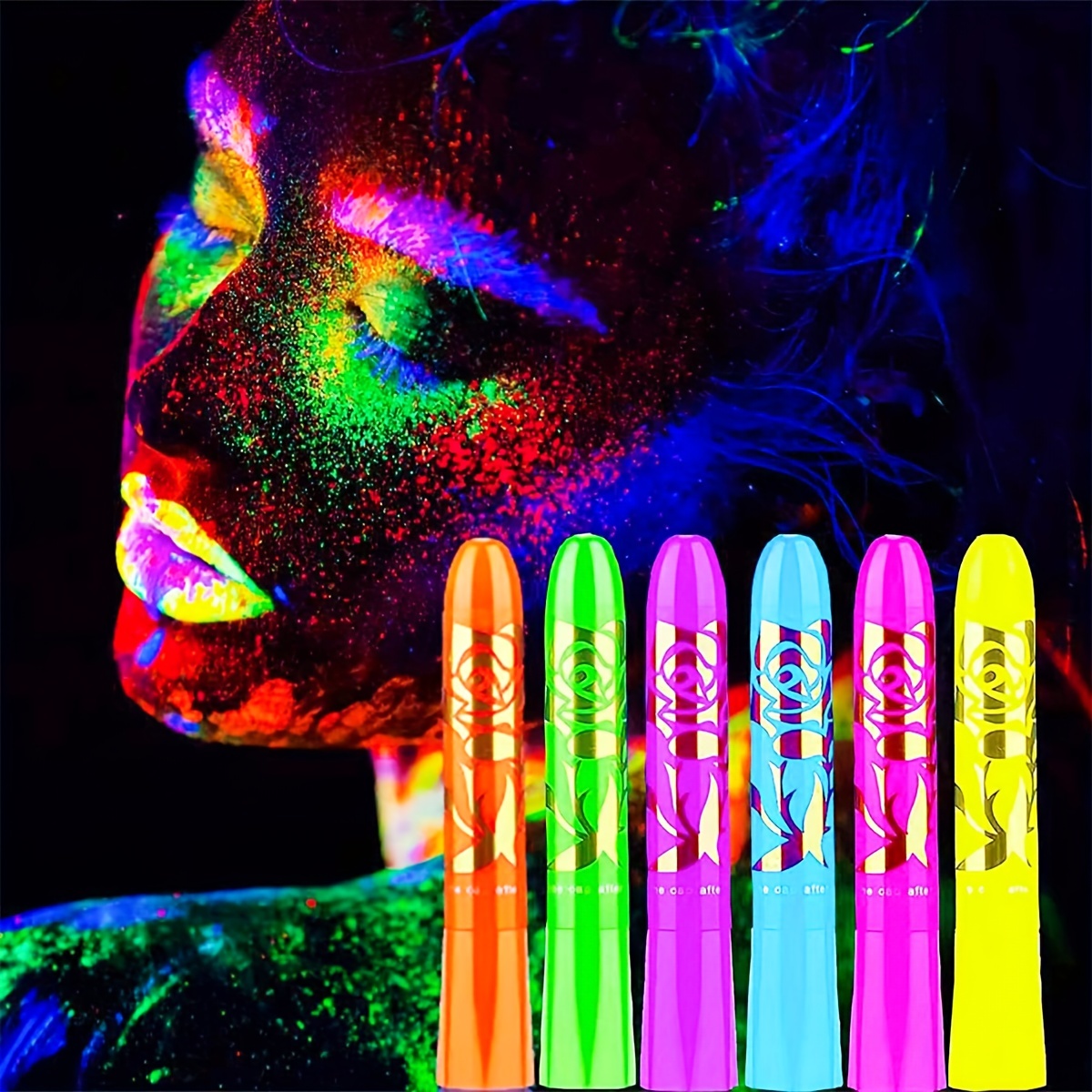 5 Colores Pintura Neon / Glow Fluorescente para Rostro Cuerpo