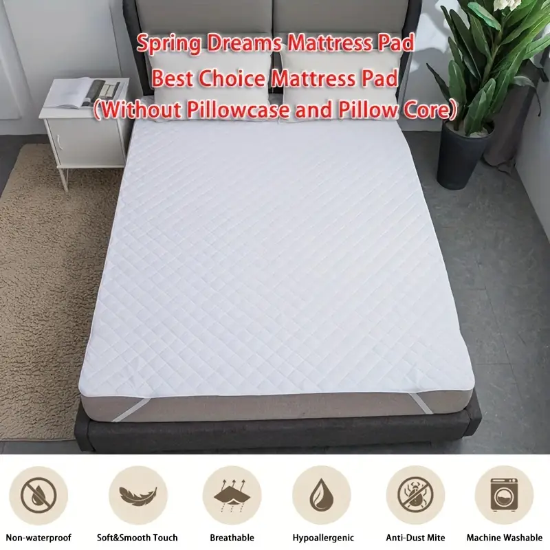 Mattress Protector, Soft Quilted Cover Pad With Elastic Band Straps,  Comfortable And Breathable Bedding - Temu