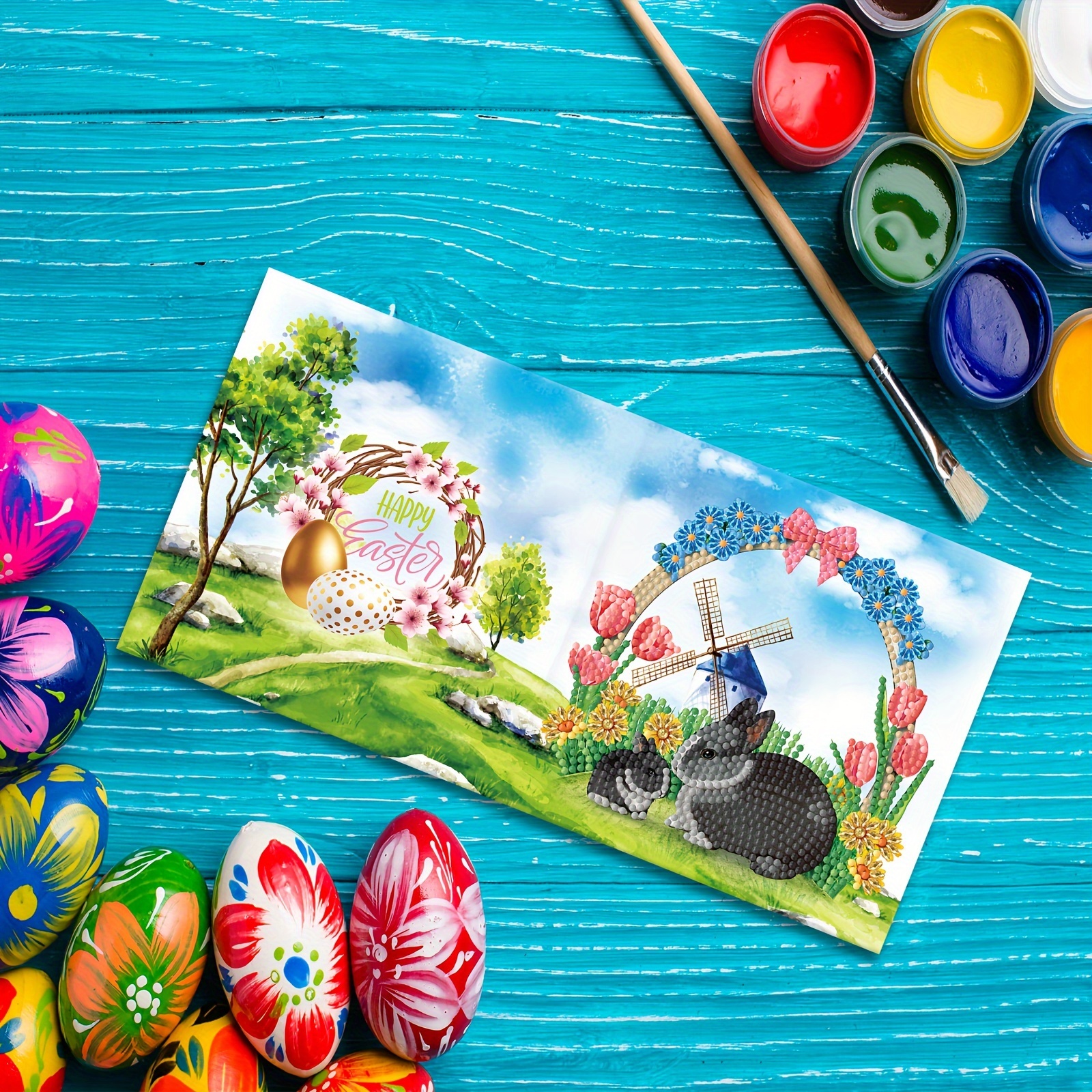 Easter Diamond Painting Greeting Cards Kits,easter Bunny Eggs