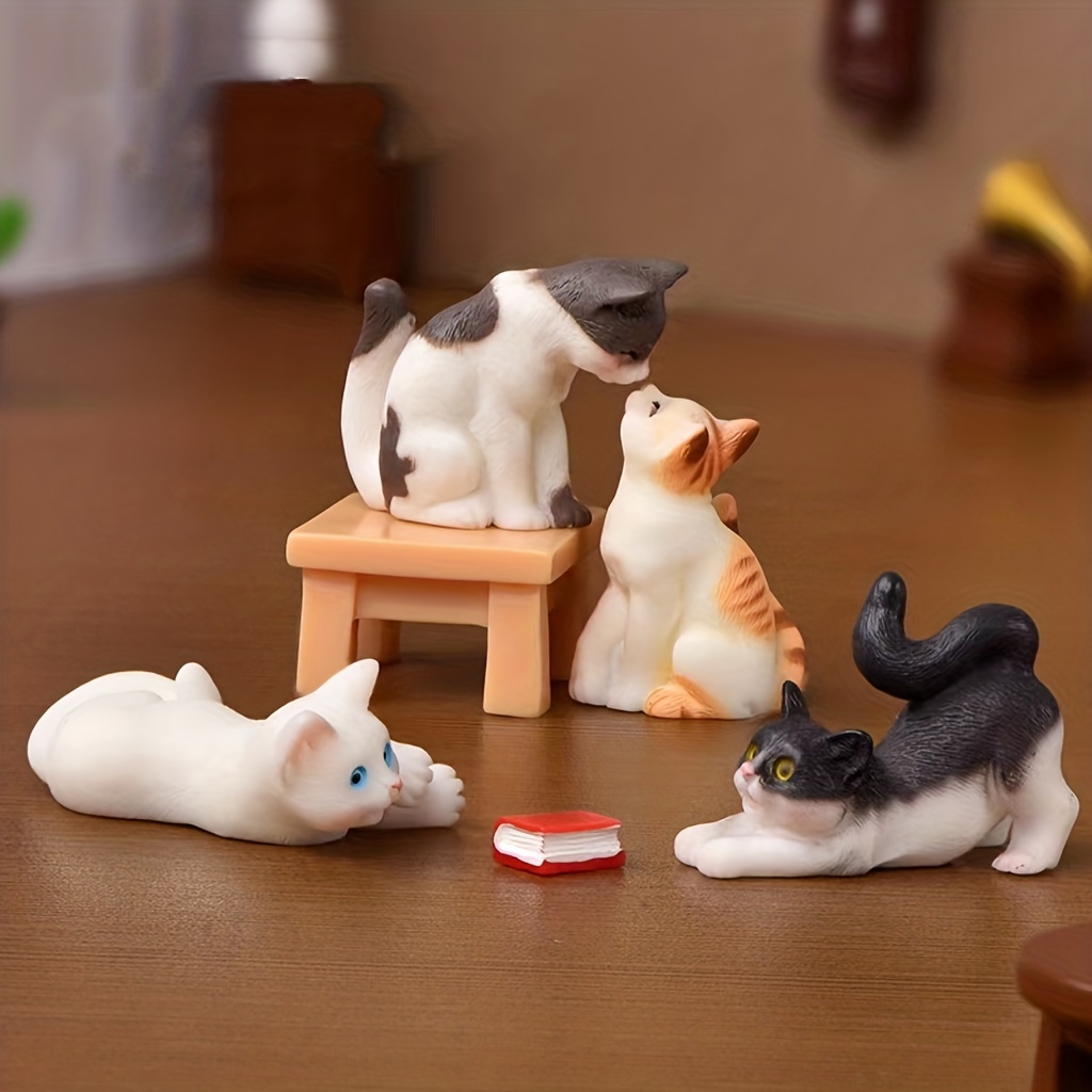 CAXUSD 4 Pcs Casa De Bonecas Gato Laranja Gato Modelo Animal Ornamento De  Mini Gato Enfeite De Gatinho Miniatura De Gatinho Jogo De Estatuetas De Gato  Acessórios Para Gatos O Gato Resina 