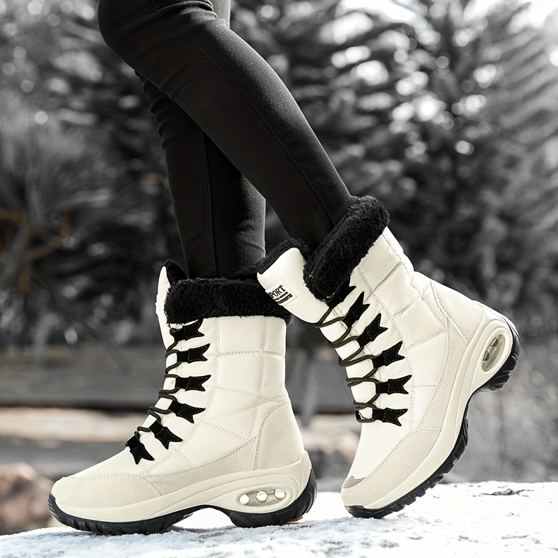 Women's calf Winter Boots Waterproof Warm Faux Fur Lined - Temu Canada