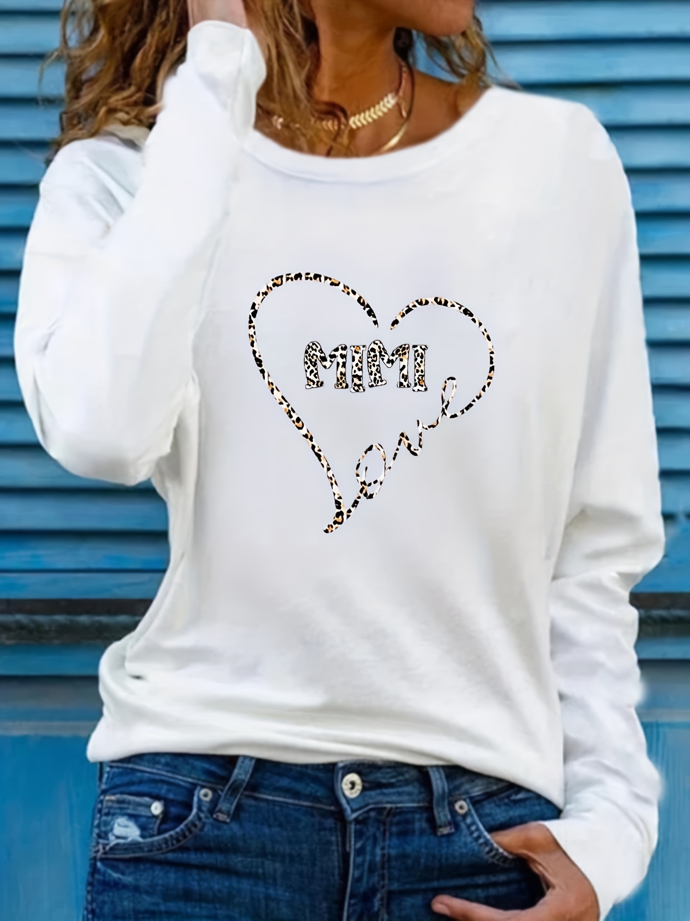 Heart Print Pullover Sweatshirt, Casual Long Sleeve Crew Neck Sweatshirt  For Spring & Fall, Women's Clothing - Temu Germany