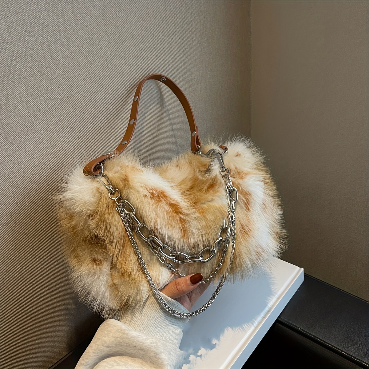 Faux Fur Tote Bag for Women Luxury Handbags Autumn Winter Plush Shoulder  Crossbody Bags Brand Shopper Purses Tote Bag for Women - AliExpress