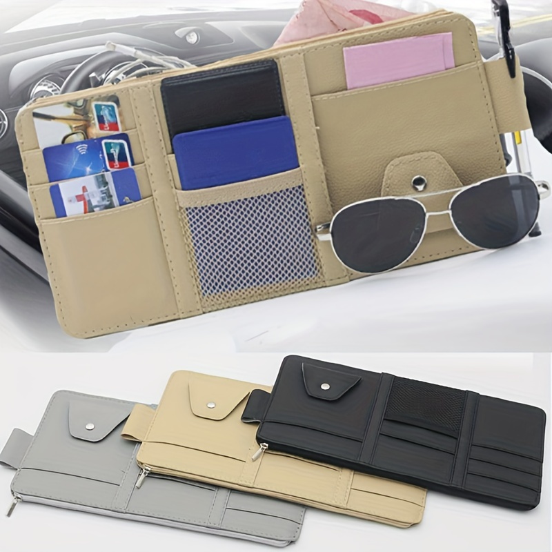 Multi-Pocket Auto Sonnenblende Veranstalter Leder Sonnenbrille halter  Aufbewahrung karten halter Karte ic Brille Clip Sonnenschutz Tasche Auto-Lagerung  - AliExpress