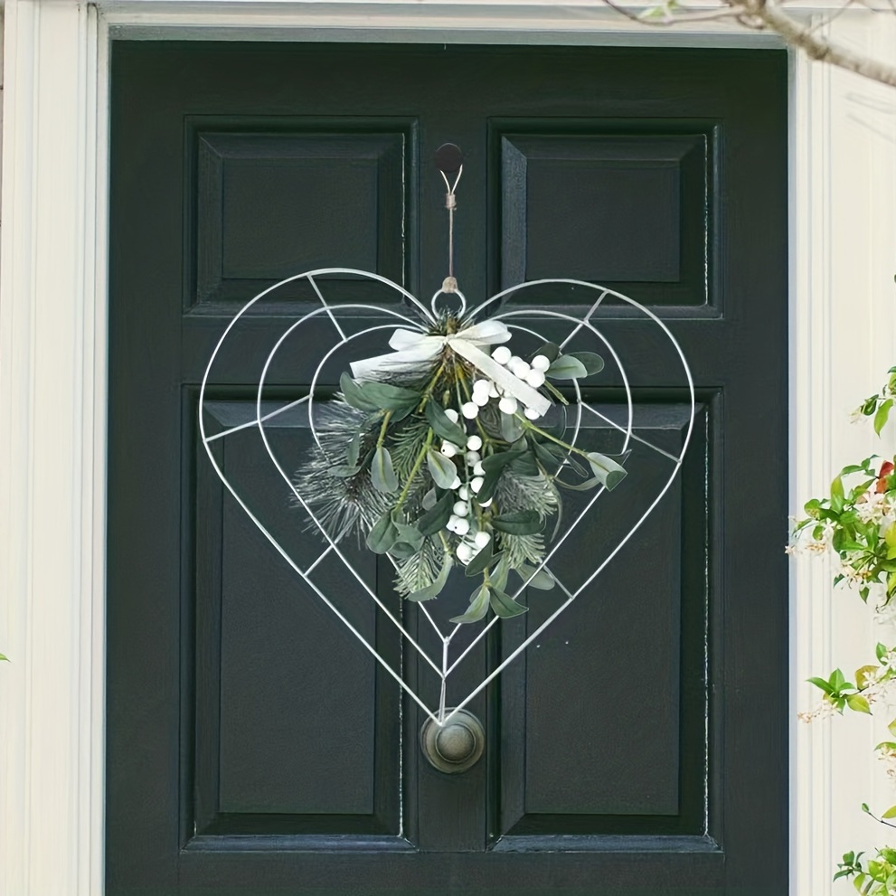 Heart-shaped Crafts Hanging Gray White Artificial Wreaths DIY Heart Wicker  for Wedding Birthday Party Wall Hanging Decoration