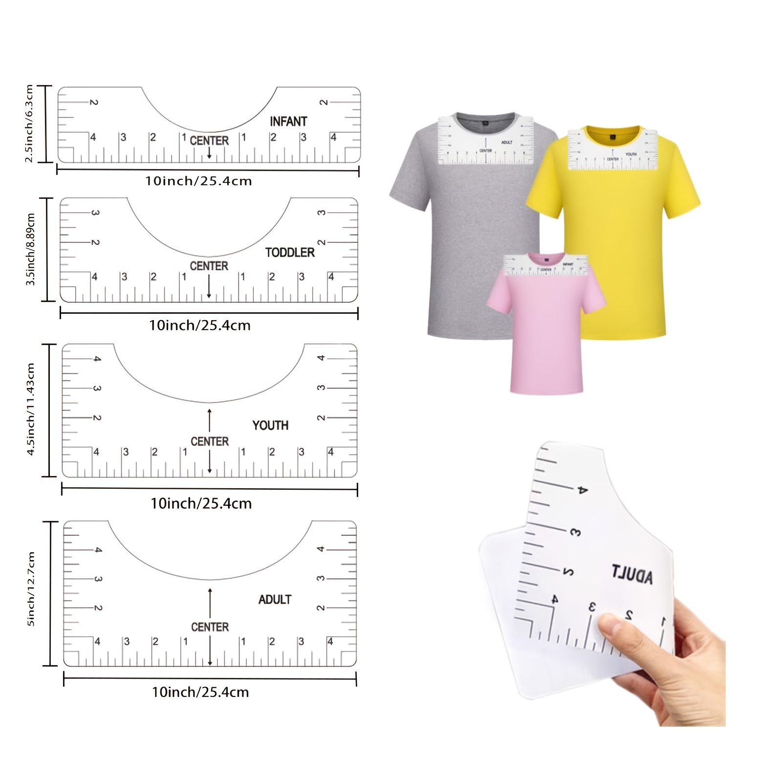 Tshirt Ruler Guide for Vinyl Alignment T Shirt Rulers to Center Designs  Alignm