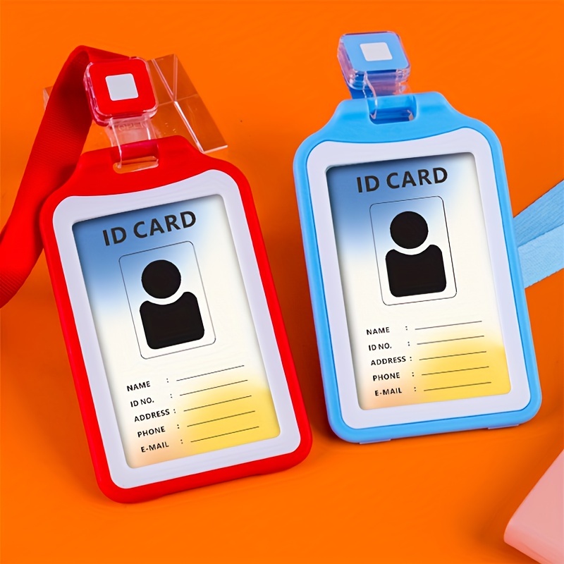 Porte-badge Porte-carte d'identité en plastique transparent double face  portable pour employé