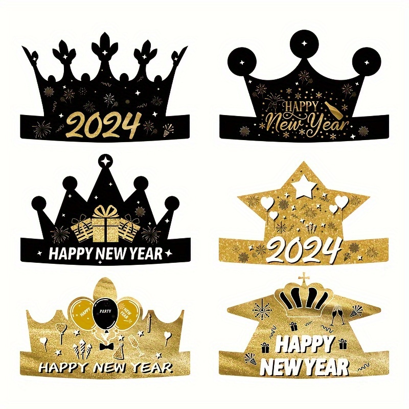 6 Pcs Happy New Year 2024 Party Decor Paper Glasses, 2024 Gold Glitter  Cheers New Years Glasses 2024 New Years Eve Birthday Party Supplies