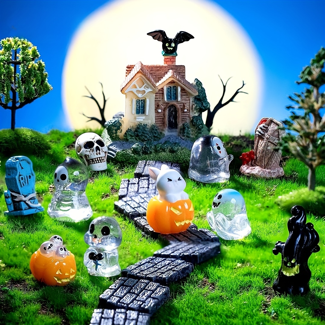 Shenbo Jardin Miniatures d'Halloween - Figurines en résine Citrouille  Ornements fantôme  Paysage Miniature poupée fantôme à Faire soi-même,  Fournitures décoration Jardin : : Jeux et Jouets