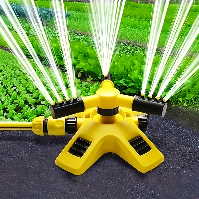 Aspersors Jardín,Aspersores de Riego Cesped de 360 ° Automático,3 Brazos  Ajustables Sprinkler Jardin para Equipos de riego, Sistema de riego para