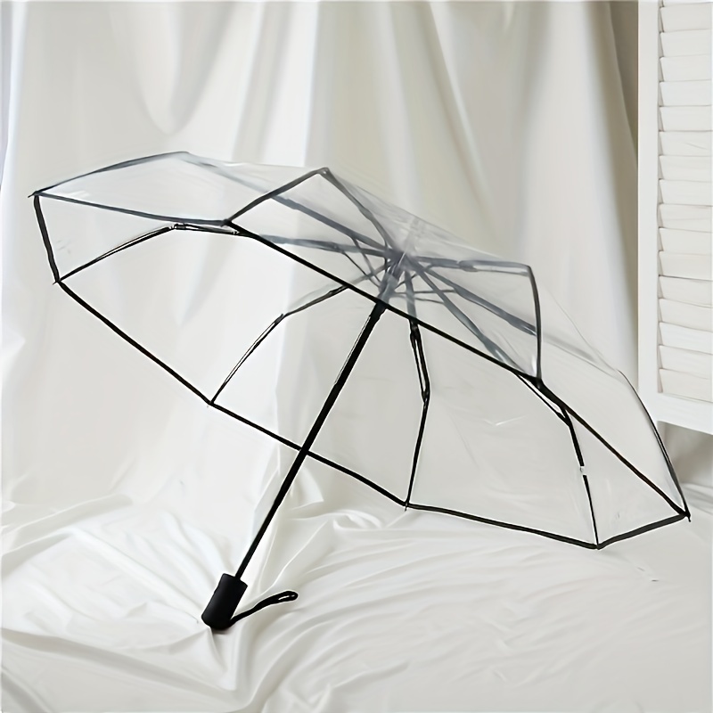 1pc Automatic Umbrella, Portable Transparent Folding Umbrella
