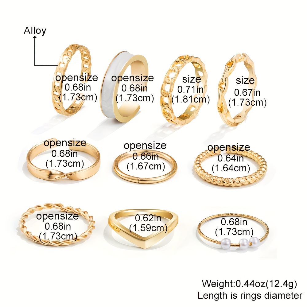 Fashion Ring Set Trendy Patterns Chain V Shape Spinning - Temu