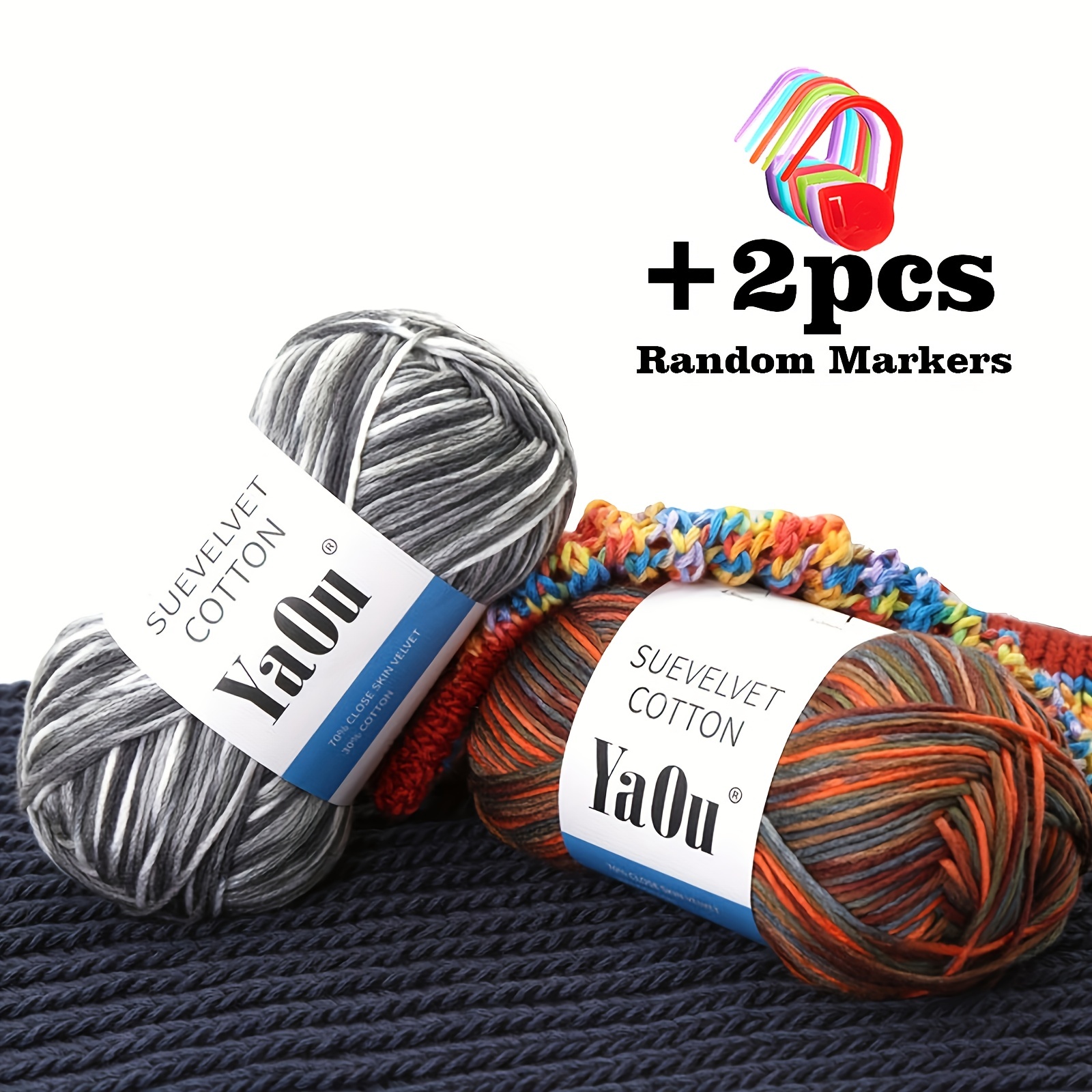 PRINOZ Crochet Yarn - 2PCS 1.76oz 4-Strand 142yds Acrylic Bulk Yarn for  Crocheting and Knitting Handmade Products (Silver Grey)