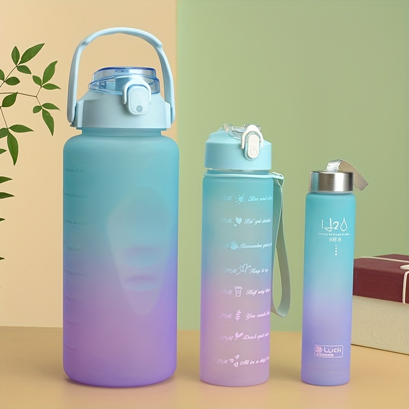 Gradient Water Bottle Set Portable Leakproof Bpa Free - Temu