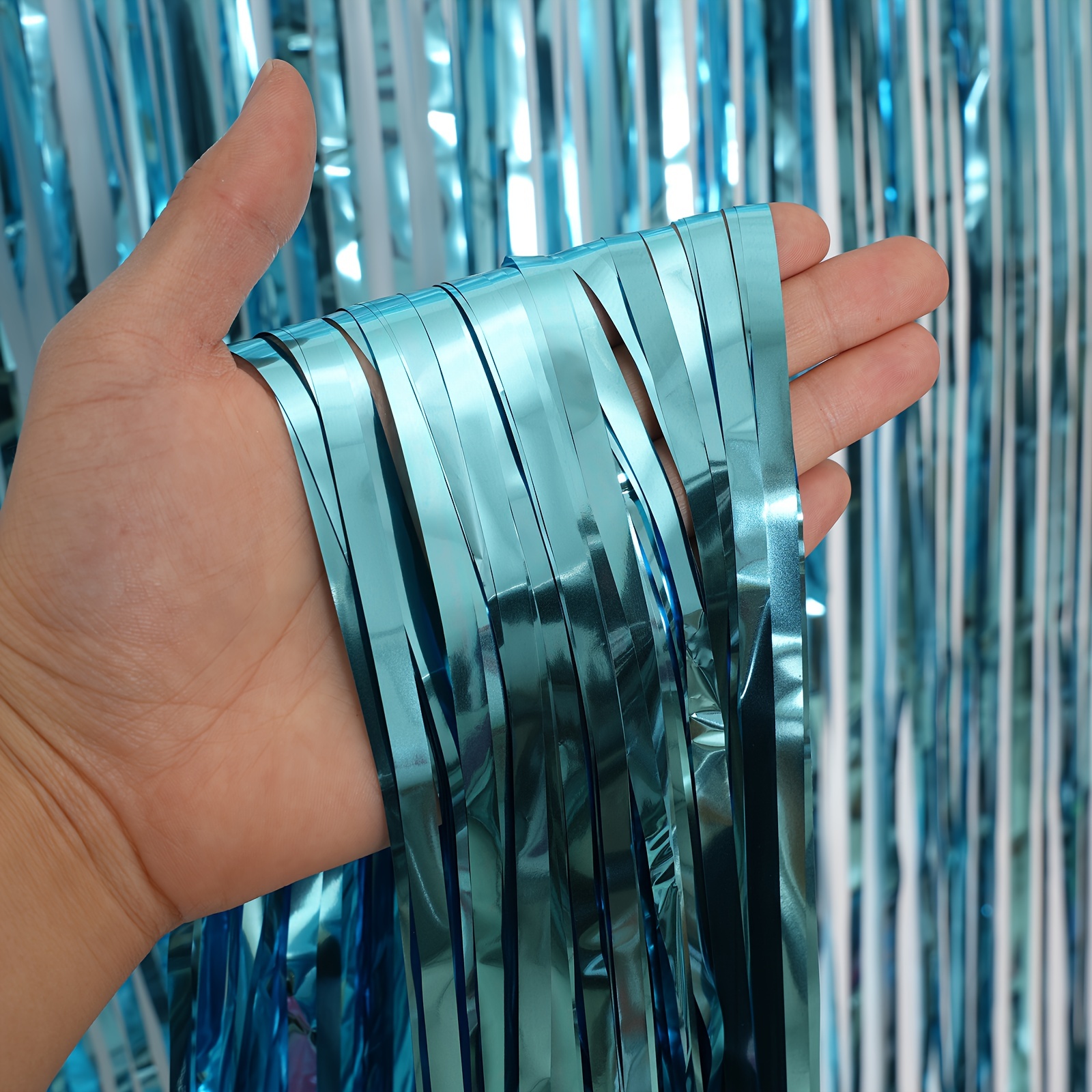 Teal Fringe Door Curtain - Metallic Curtain, Party Decorations