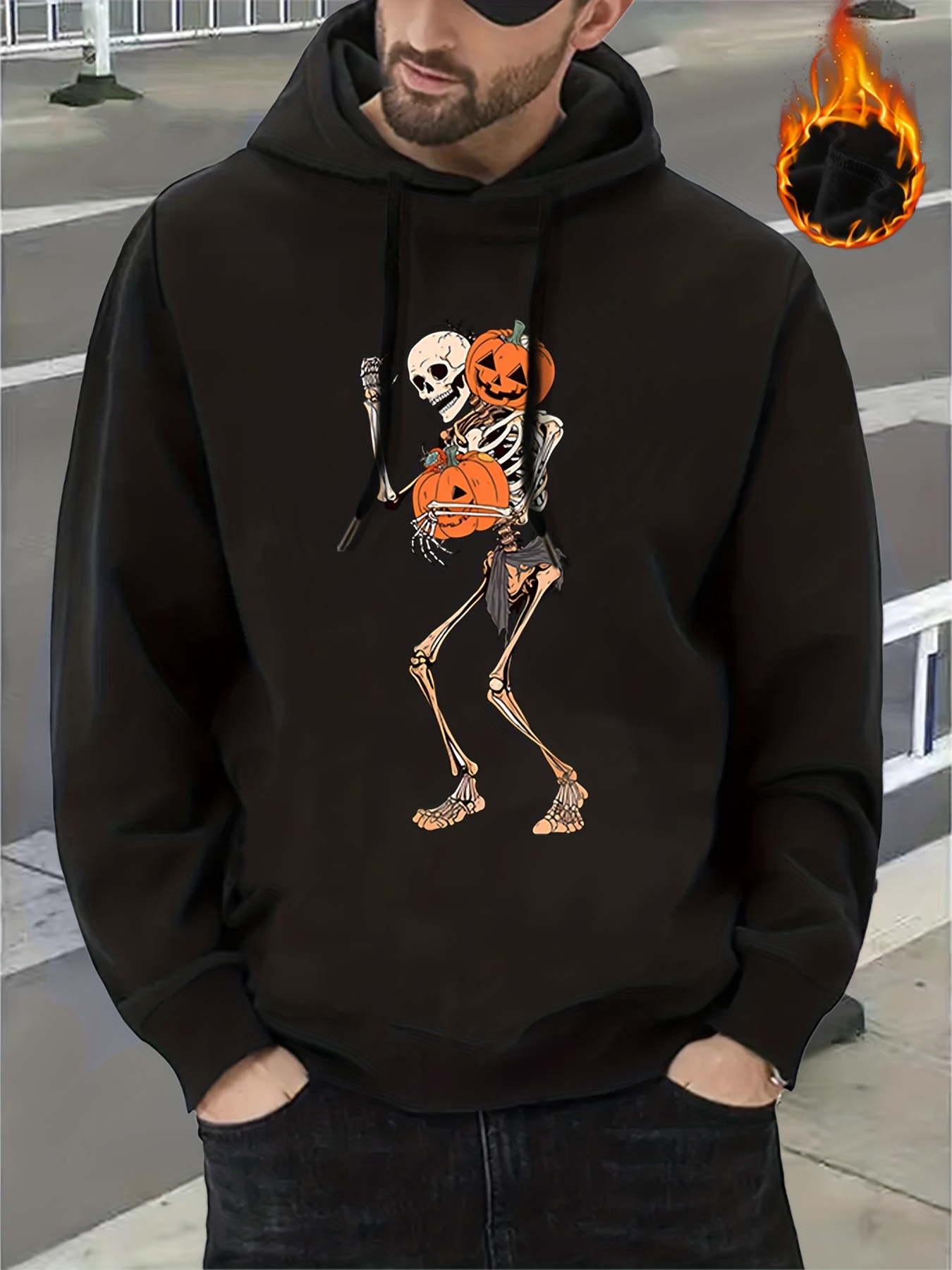 Halloween Plus Size Mens Statue Skeleton Print Hoodies Temu Australia