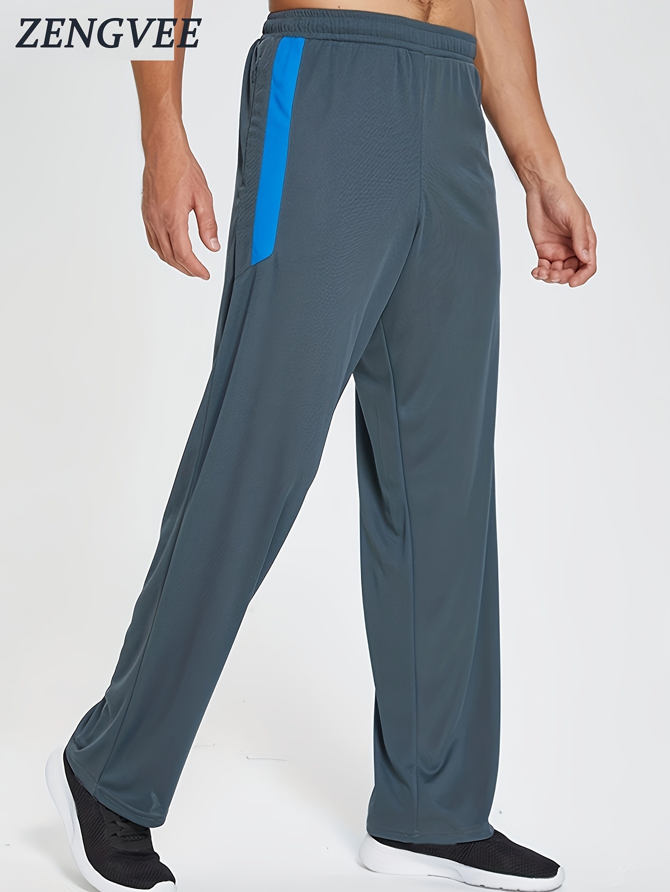 Pantalones deportivos para hombre con bolsillos con cremallera, parte  inferior abierta, para entrenamiento, correr, gimnasio