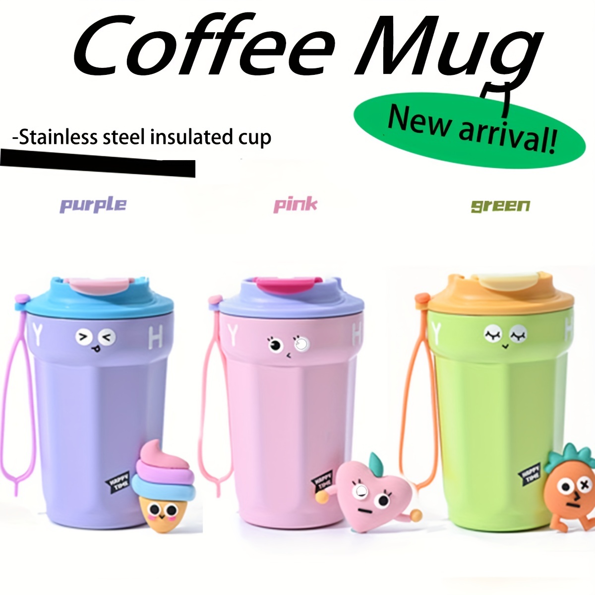 400ml Coffee Mug Portable Cute Portable Drinking Cup Stainless