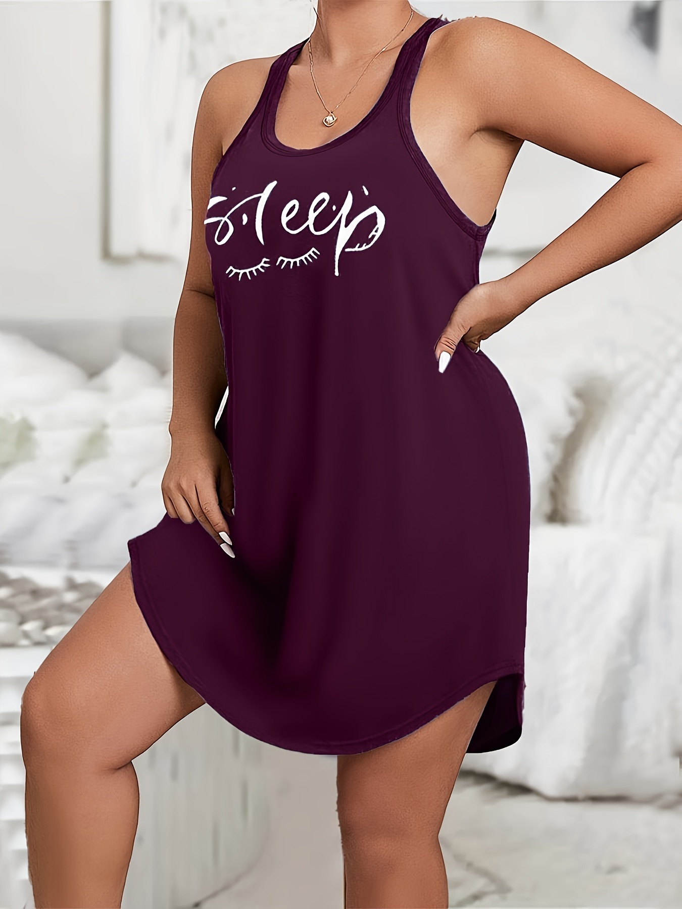 Hou Lounge Dresses for Women - Plus Size Dress Letter Print Short