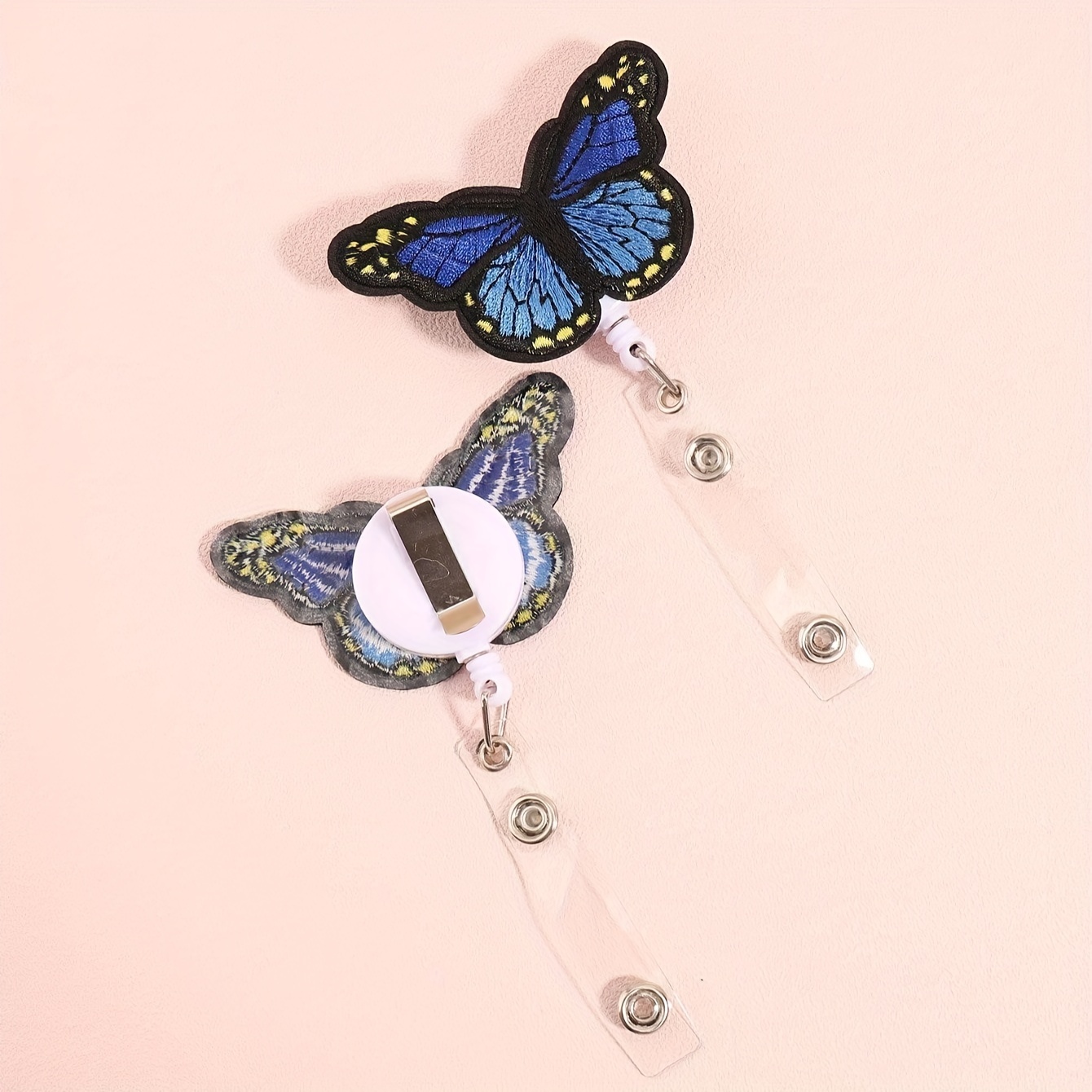 Butterfly Badge Reel 8 Pcs Butterfly Easy Pull Button Belt Clip Badge  Butterfly Badge Holder Retractable Belt Clip Cute Badge Reels Badge Clip  Badge