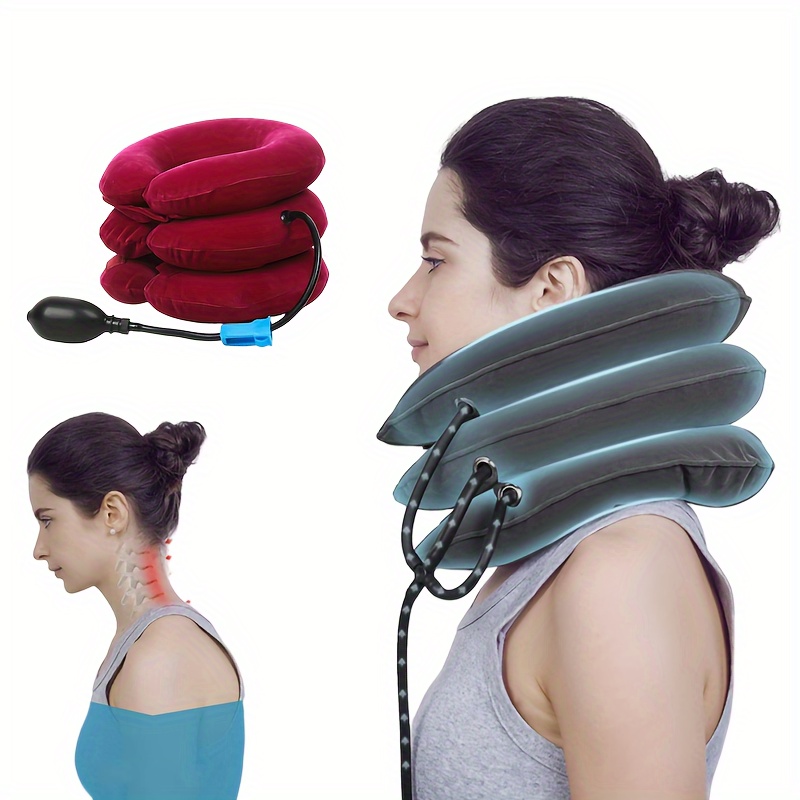 Almohada cervical, estirador de cuello para aliviar el dolor de cuello,  nube de cuello para jorobada, dispositivo de tracción cervical de cuello