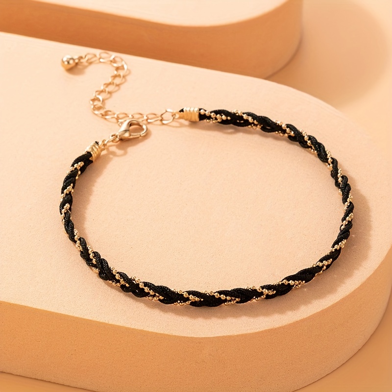 Minimalist Bohemian Braided Anklet with Beads
