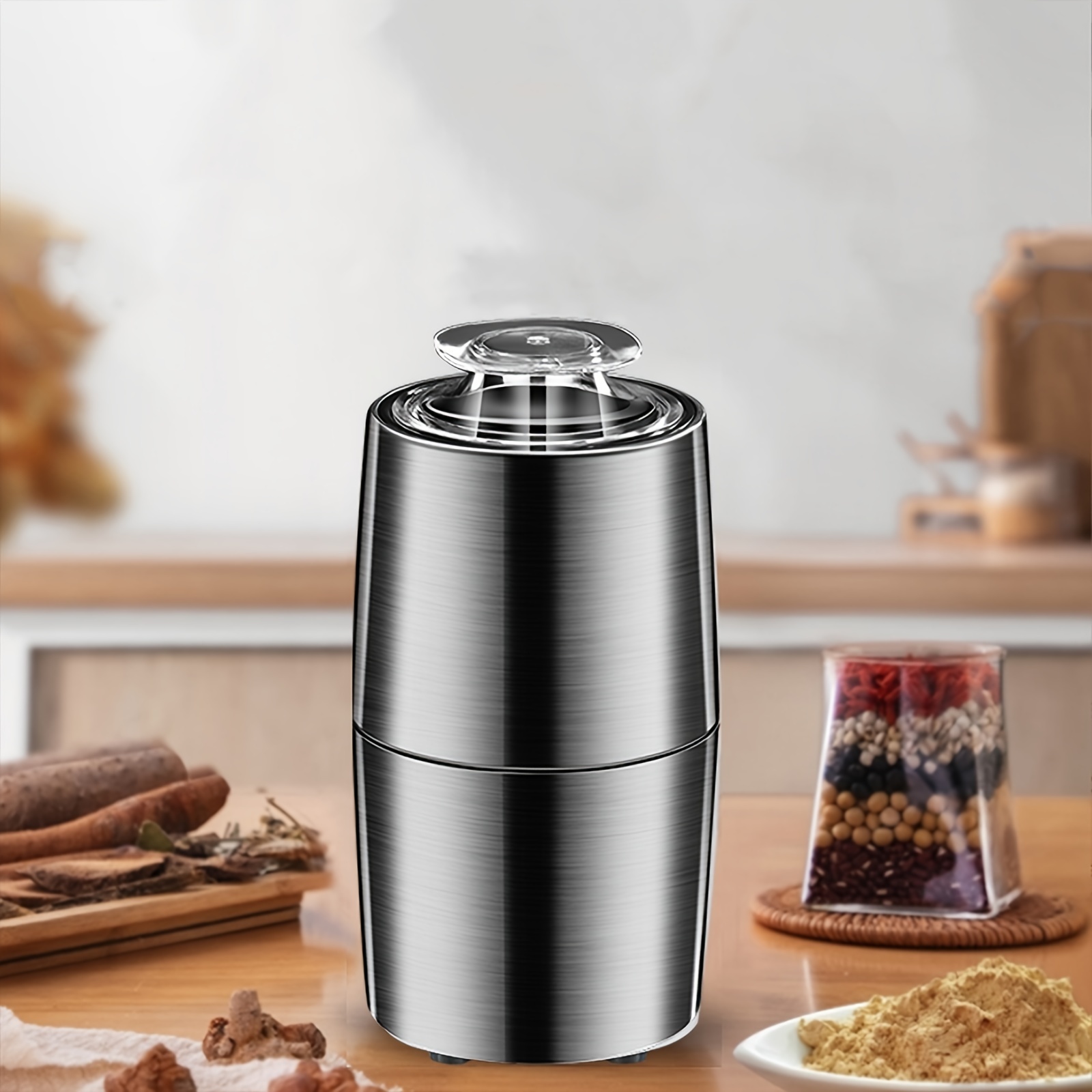 Telcuisine Coffee Bean Grinder, 200ml Small Coffee Grinder Electric  Espresso Grinder with 304 Stainless Steel Blades for Beans, Nuts, Herbs,  Grain and