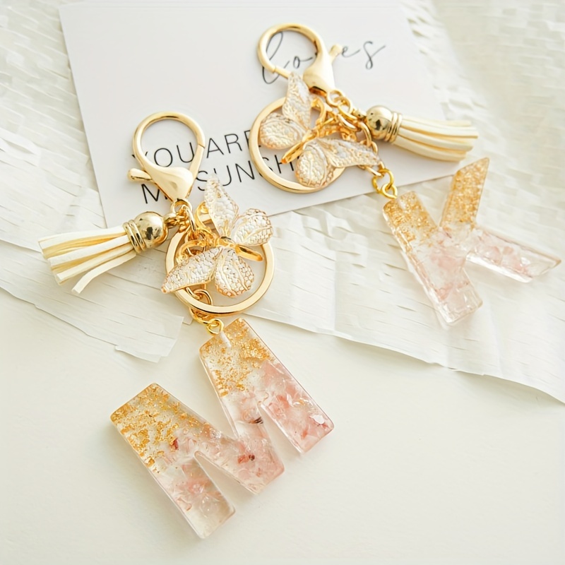 Initial Letter Keychain Alphabet O p Resin Keychains - Temu