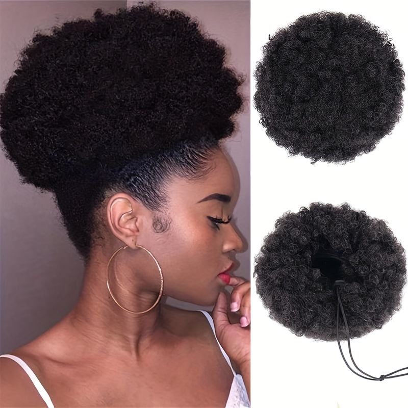 Short Afro Curly Hair Bun Ponytail Extensions