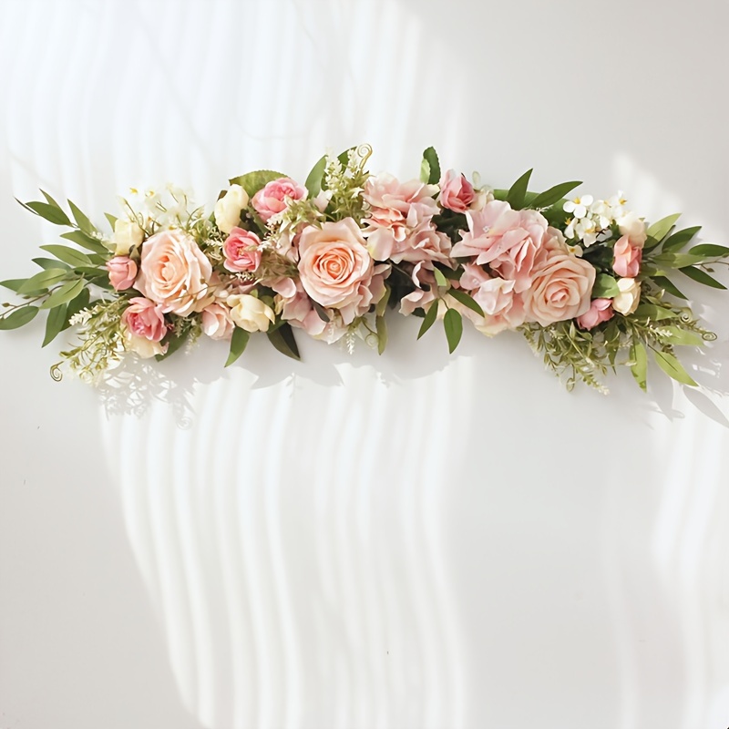 Guirnalda de flores artificiales de 30 pulgadas, corona de arco de peonía  de rosas para centro de mesa para ceremonia de boda, decoración floral de