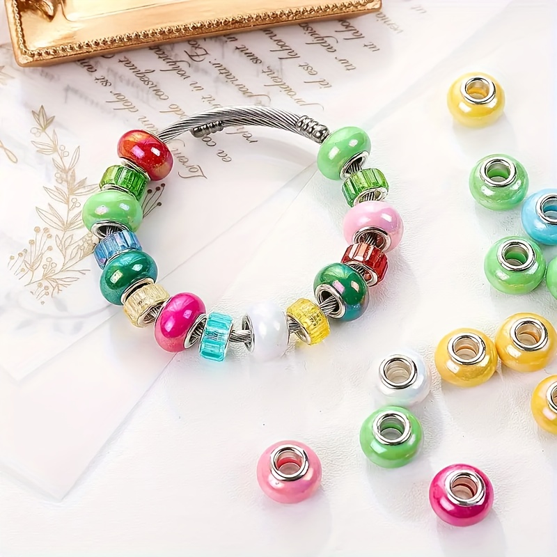 Large Hole Spacer Silicone Beads Mix Color With Silvery - Temu