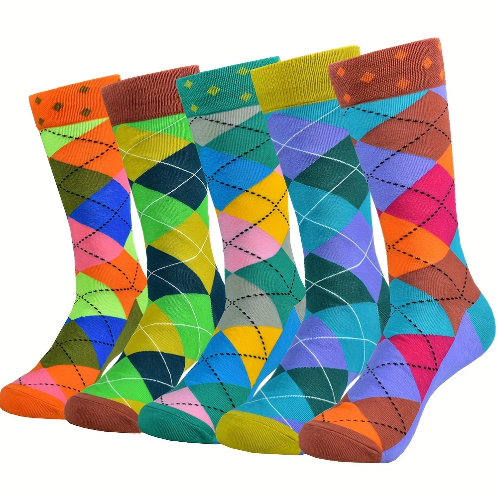 1/5 Paires De Chaussettes Unisexes À Blocs De Couleurs - Temu Belgium