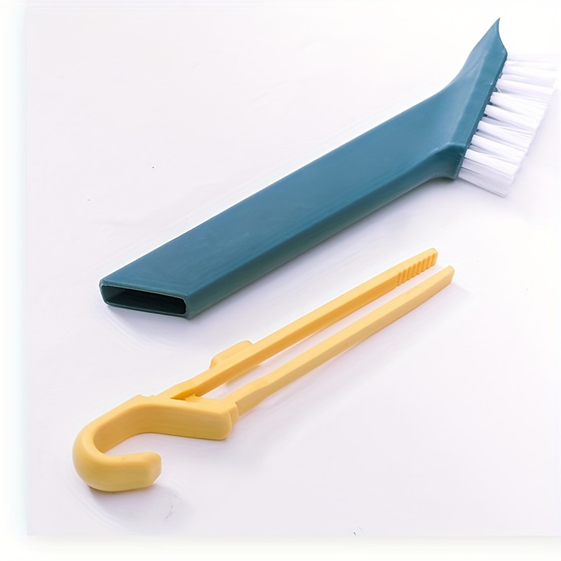 1pc Blue 2-in-1 Gap Cleaning Brush With Tweezers