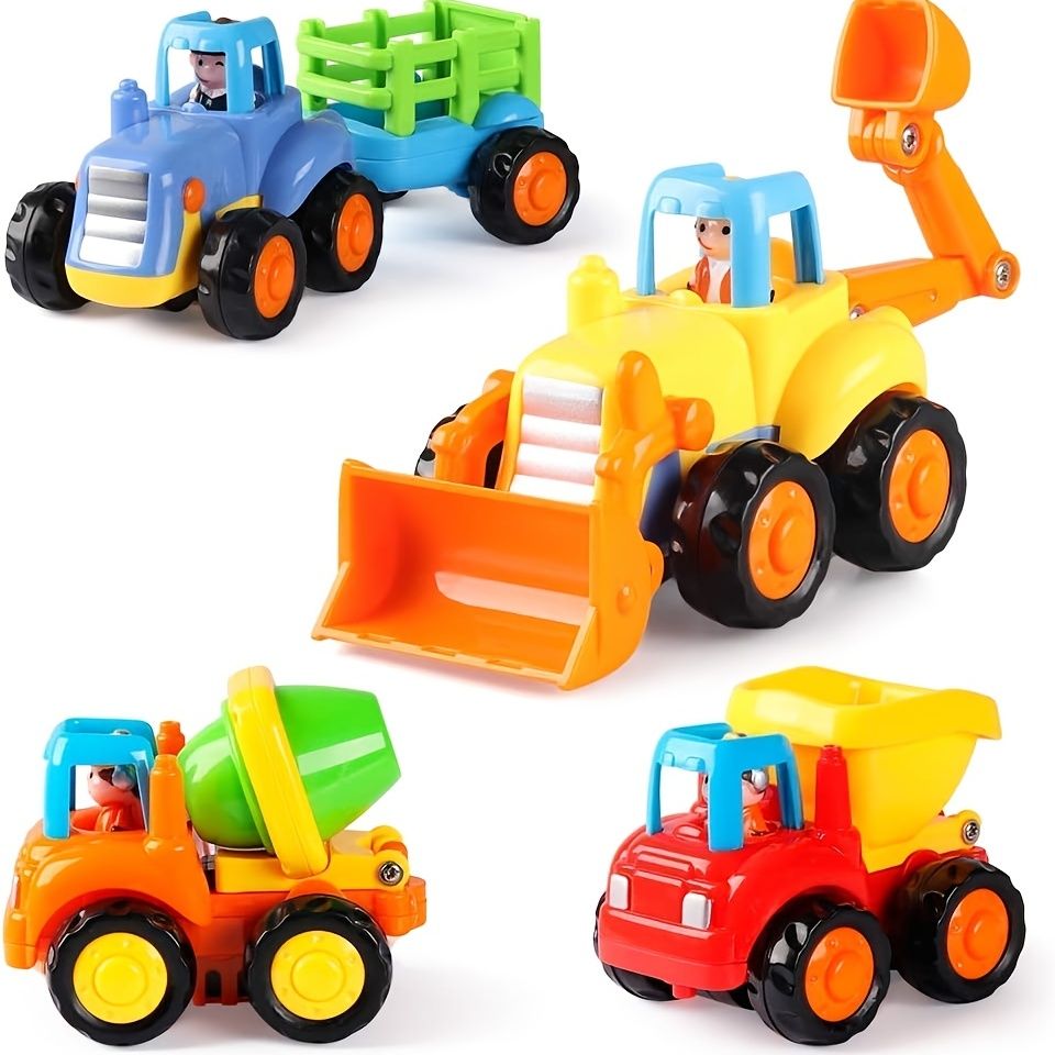 4pcs Friction Powered Cars Construction Vehicles Toy Set Cartoon Push And  Go Car Tractor Bulldozer Cement Mixer Truck Dumper For Boy Girl Kid Gift -  Toys & Games - Temu
