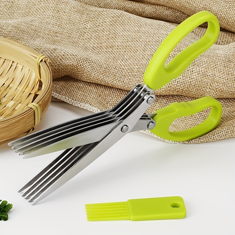 Scissors + Peeler Herb Scissors, Sea Moss, Chili, Scallions, Paper,  Shredded Ginger Multipurpose 5-blade Kitchen Herb Shears Herb Cutter With  Safety Cover And Cleaning Comb For Chopping Basil Chive Parsley - Temu