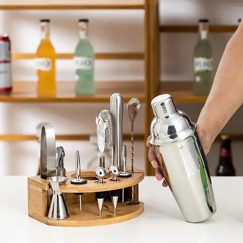 Bartender Kit With Stand Stainless Steel Cocktail Shaker Set - Temu United  Arab Emirates