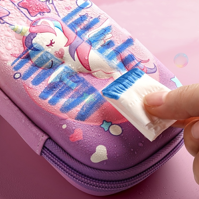 iDelta Pencil Case for Girls, 3D Cute Eva Unicorn Pen Pouch Stationery Box Anti-shock Large Capacity Multi-Compartment for School with 4 Unicorn Pens
