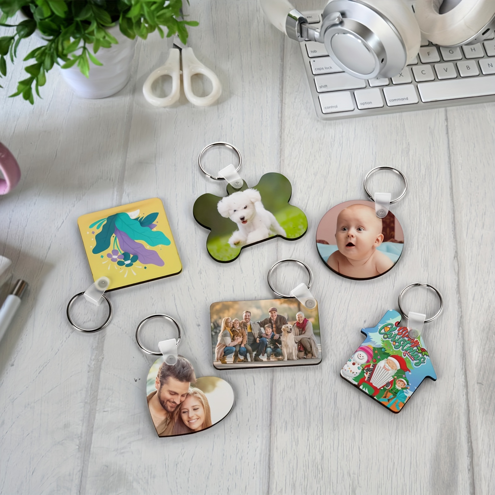 Sublimation Keychain Wooden Rectangle with Keyring - Pack of 10
