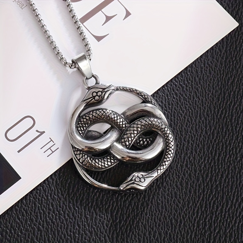 Classic Trend Vintage Double Ouroboros Pendant Necklace for Men Women  Statement Luxury Jewelry Gothic Gifts