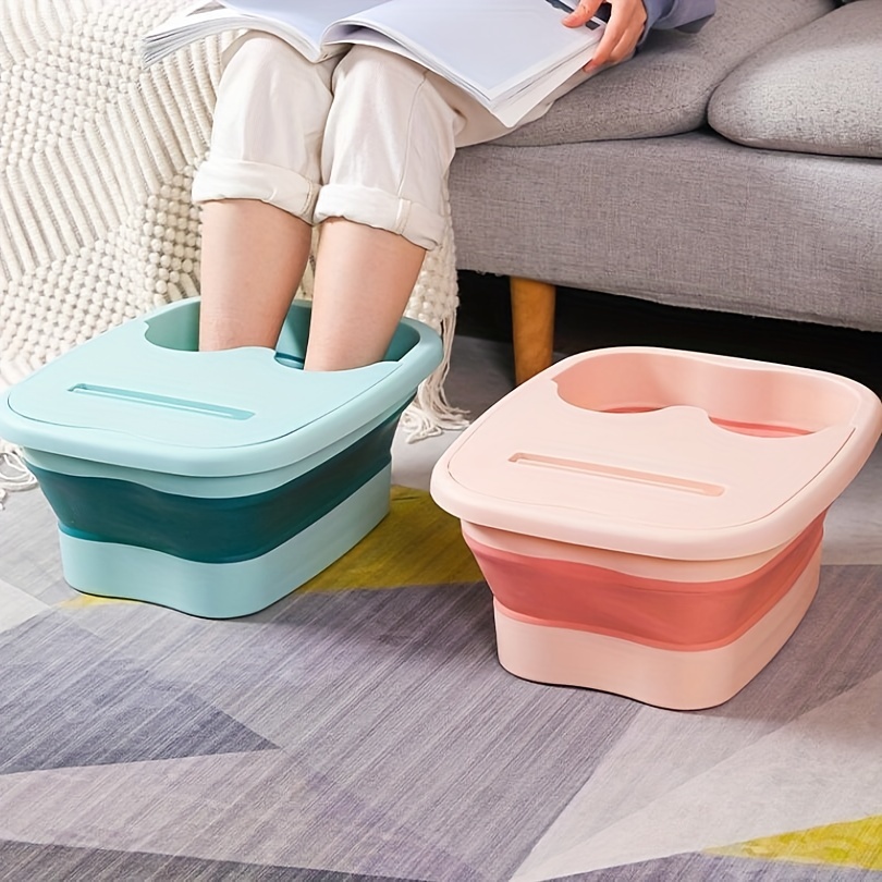 1pc collapsible foot bath basin foldable foot soaking bucket foot spa bath bucket tub plastic foot basin for travel and home use bathroom accessories