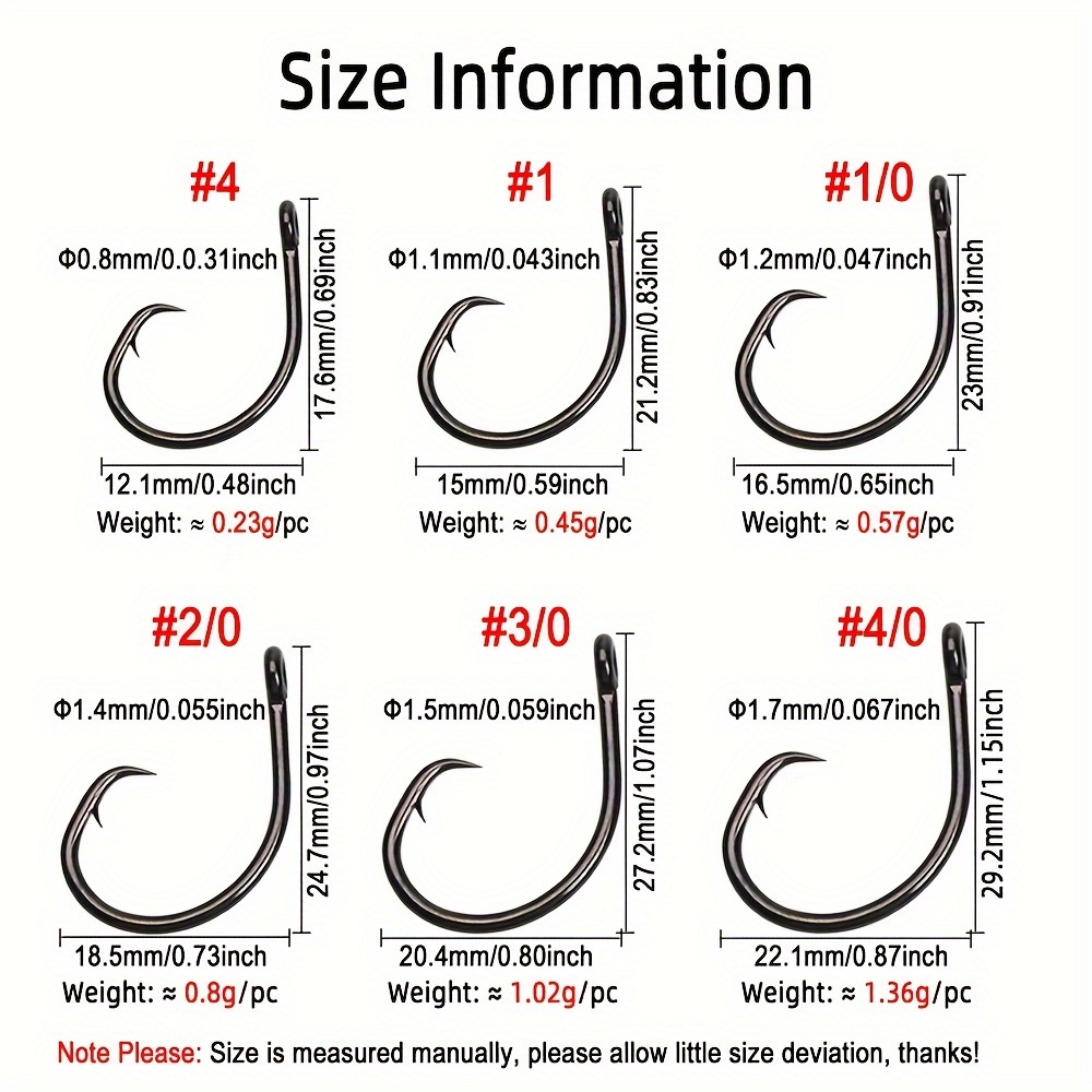 10PCS/Pack Octopus Circle Hooks, 8 Sizes 1/0, 2/0, 3/0, 4/0, 5/0, 6/0, 7/0,  8/0, Saltwater Fishing Hooks, Fishing Tackle Accessorie