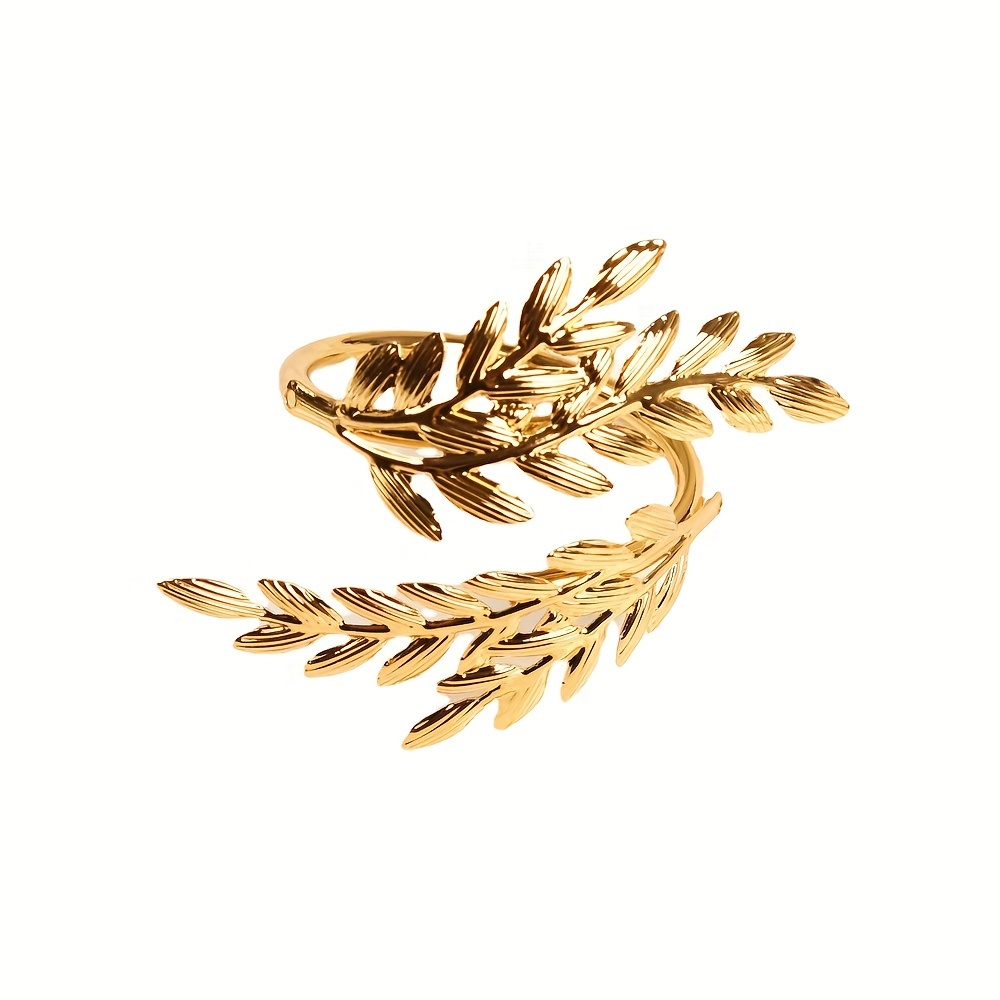 Wheat Ear European Creative Leaf Opening Metal Napkin Ring Hotel Table Setting Table Decoration Towel Napkin Ring 6pcs