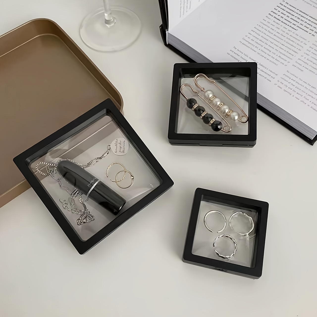 Set of 5pcs Jewelry Boxes for Portable Storage