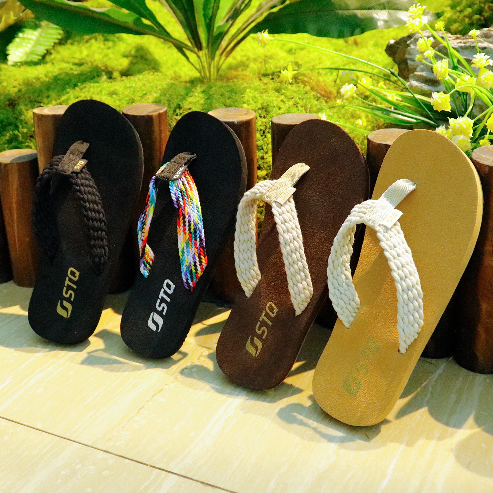 Women's Colorful Braided Strap Flip Flops Slip Platform - Temu