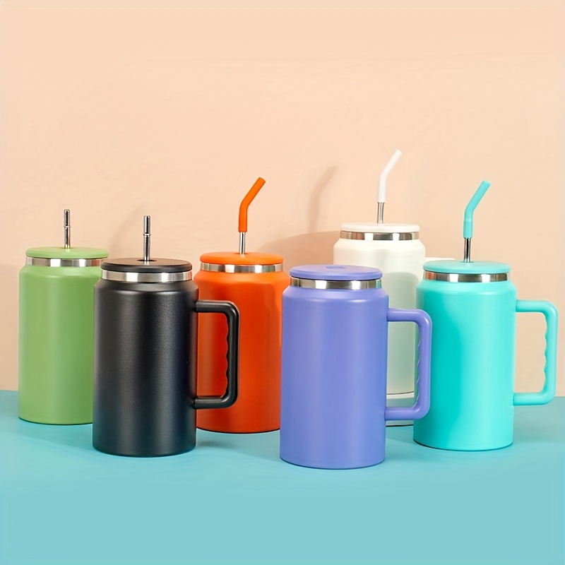 Tumbler With Handle And Straw Lid Double Wall Vacuum Sealed - Temu