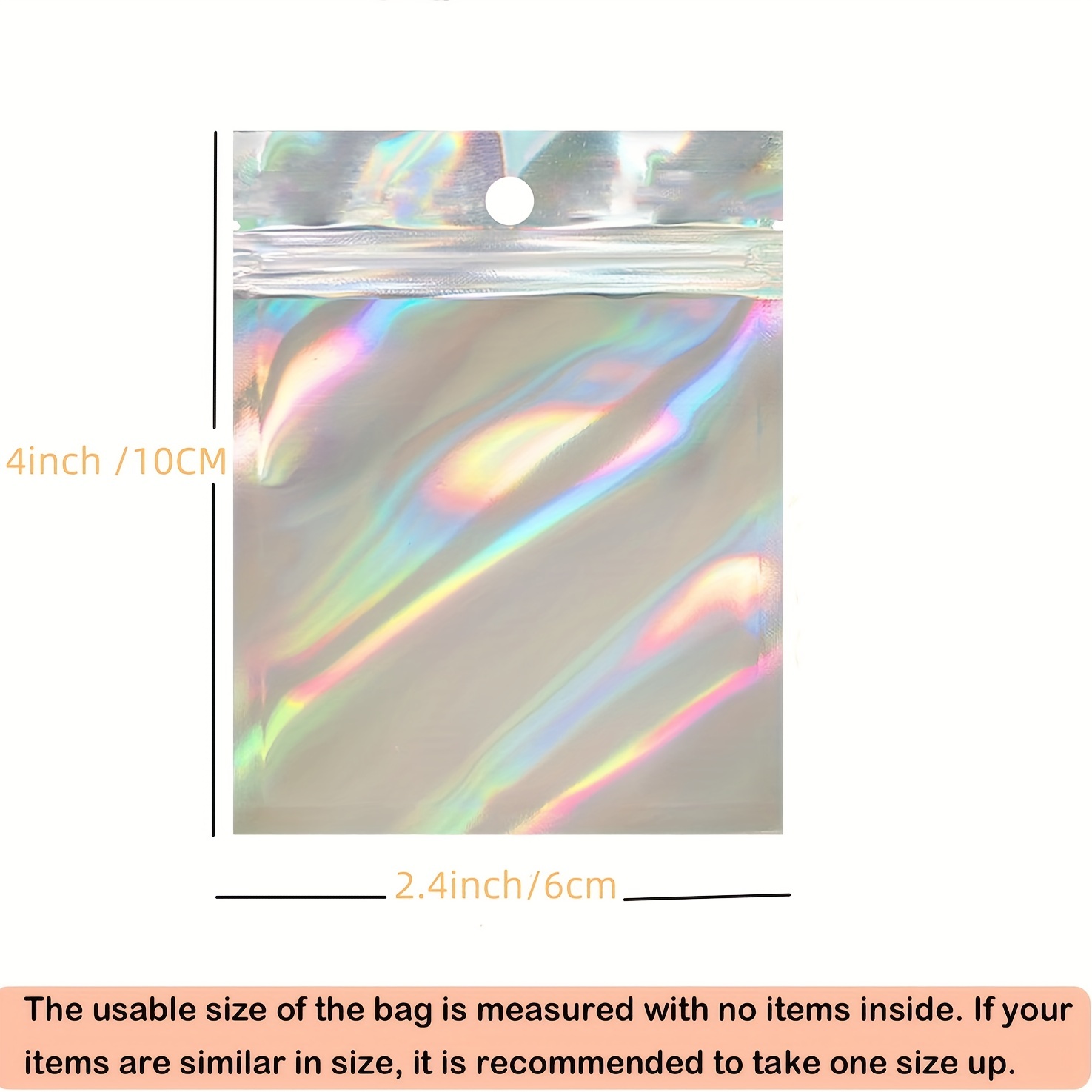 50pcs Holographic Foil Ziplock Bags 6x9 Inch, Resealable Mylar Sample Pouch  Gift Baggies For Packaging Candy Jewelry Lash Lip Gloss