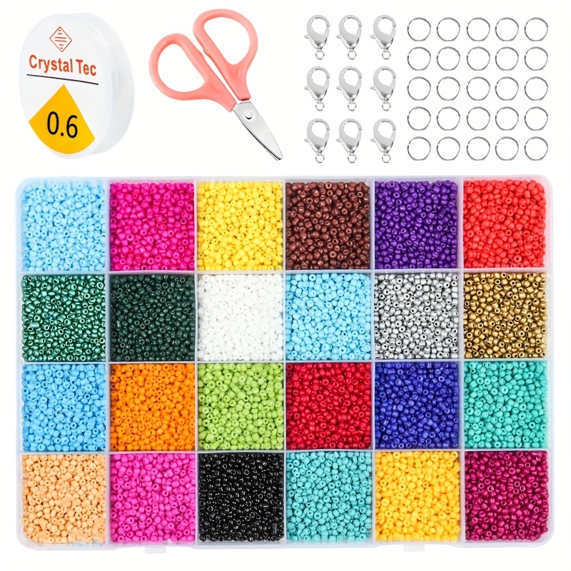 24compartments Colorful Glass Rice Beads Set Diy Jewelry - Temu