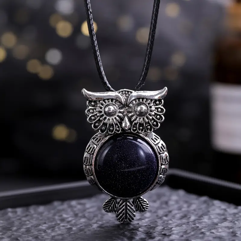 Owl Necklace Therapeutic Crystal Pendant Necklace Men Unisex - Temu