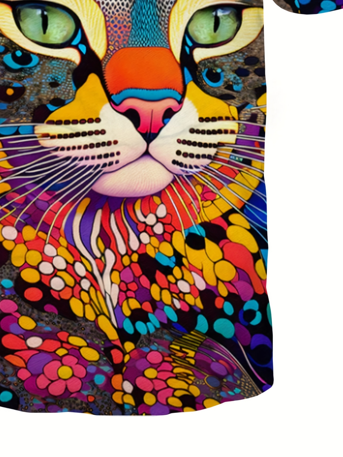 Colorful Art Cat 3D Digital Pattern Print Men's Graphic T-shirts, Causal  Comfy Tees, Short Sleeves Comfortable Pullover Tops, Men's Summer Clothing