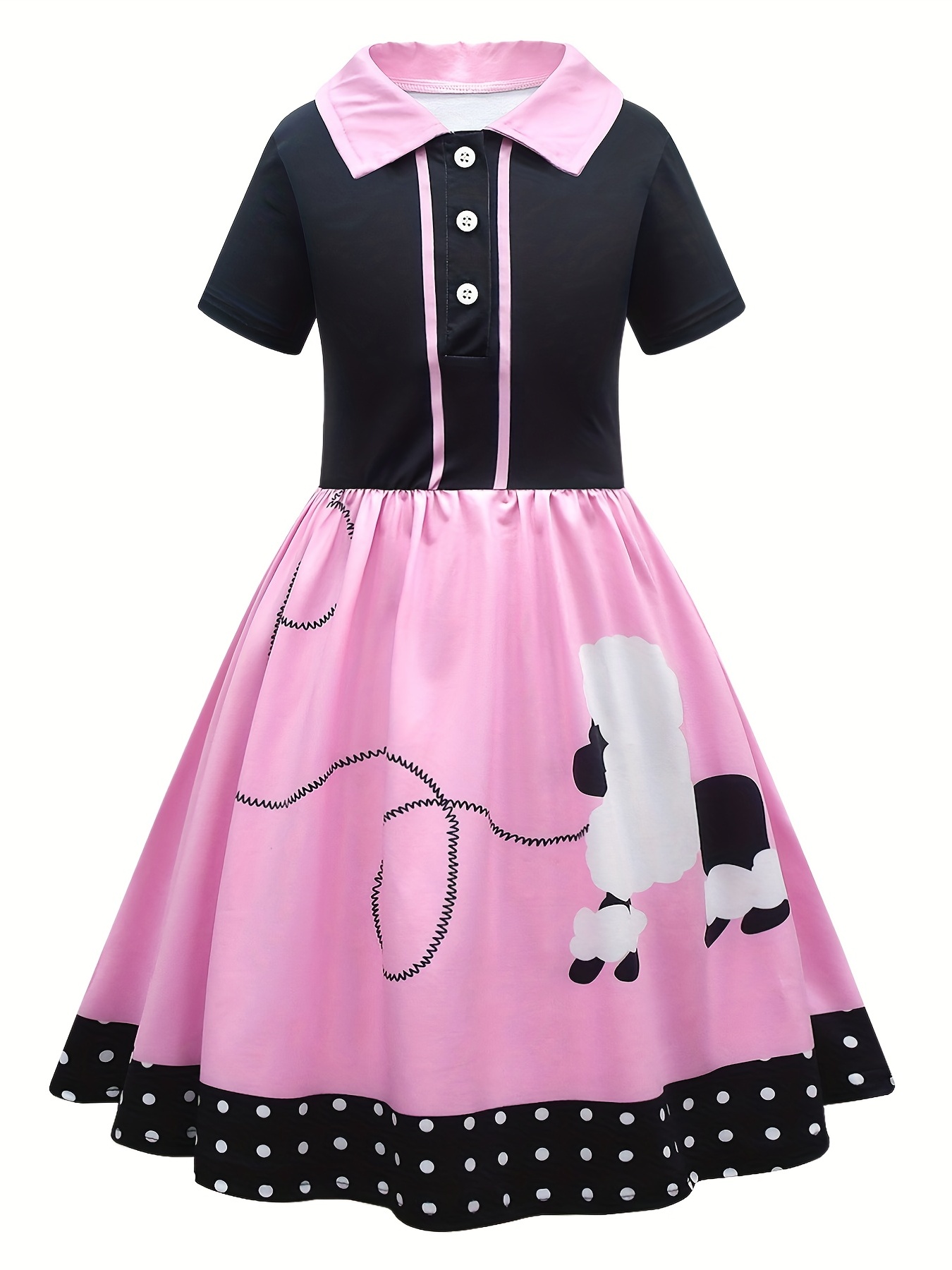 ハロウィン50年代の女の子用コスチューム、キッズダディーダウターホップスカート用プードルスカートドレス